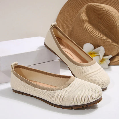 Women Shoes Large Size Spring 2025 New Knitted Ballet Flat Shoes Ladies Breathable Women Shoes Tenis De Mujer