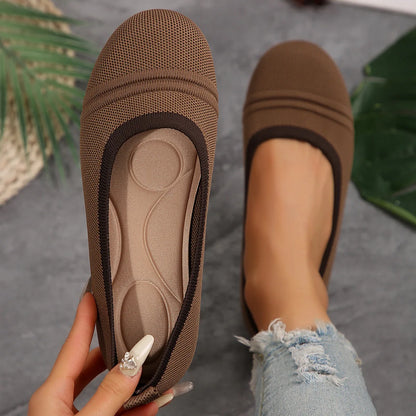 Women Shoes Large Size Spring 2025 New Knitted Ballet Flat Shoes Ladies Breathable Women Shoes Tenis De Mujer
